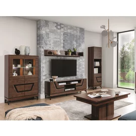 Set Living Vero, 4 Piese, 310x38.5x198 h cm, Pal Melaminat/MDF, Nuc Inchis