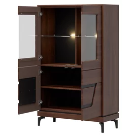 Set Living Vero, 4 Piese, 310x38.5x198 h cm, Pal Melaminat/MDF, Nuc Inchis