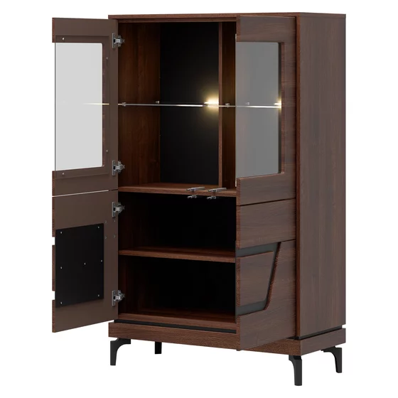 Set Living Vero, 4 Piese, 310x38.5x198 h cm, Pal Melaminat/MDF, Nuc Inchis picture - 2