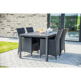 Set Masa De Gradina Viking 150 L + 4 Scaune Sanne, 150x90x74 cm, Metal/Lemn Artificial