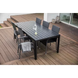 Set Masa De Gradina Viking 205 XL + 6 Scaune Paris, 205x90x74 cm, Metal/Lemn Artificial