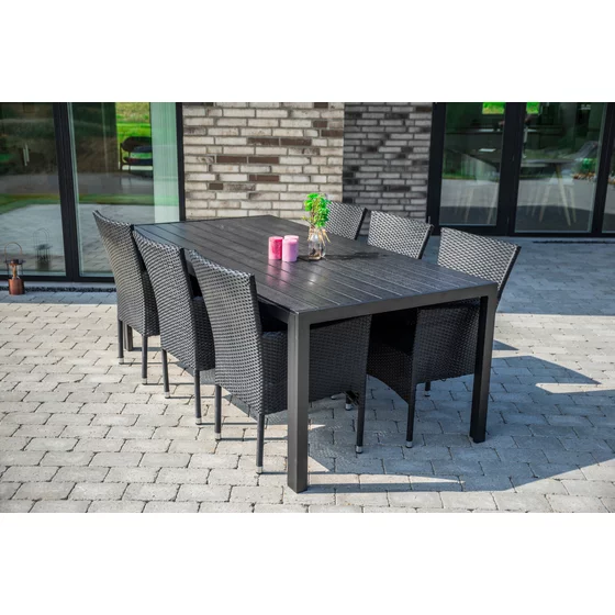 Set Masa De Gradina Viking 205 XL + 6 Scaune Sanne, 205x90x74 cm, Metal/Lemn Artificial picture - 1