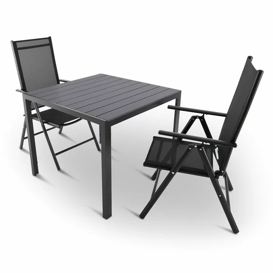 Set Masa De Gradina Viking 90 + 2 Scaune Pliabile Pia 10492, 90x90x74 cm, Metal/Lemn Artificial picture - 2