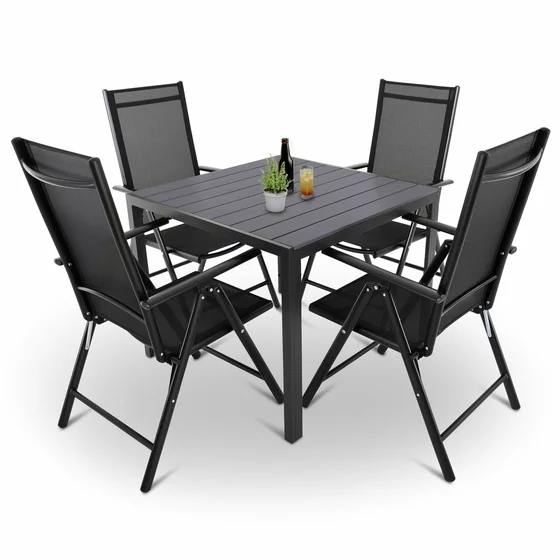 Set Masa De Gradina Viking 90 + 4 Scaune Pliabile Pia 10492, 90x90x74 cm, Metal/Lemn Artificial picture - 1