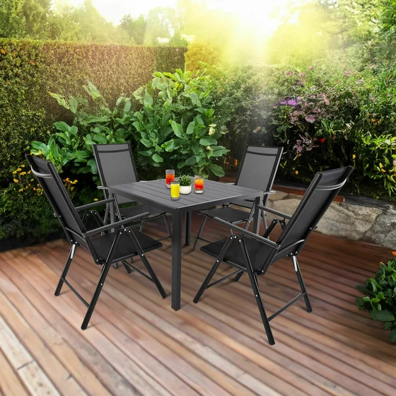 Set Masa De Gradina Viking 90 + 4 Scaune Pliabile Pia 10492, 90x90x74 cm, Metal/Lemn Artificial picture - 2