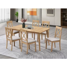 Set Masa Extensibila Basami, 150-190x90x76 h cm + 6 Scaune Haris, Lemn/MDF, Stejar Bianco