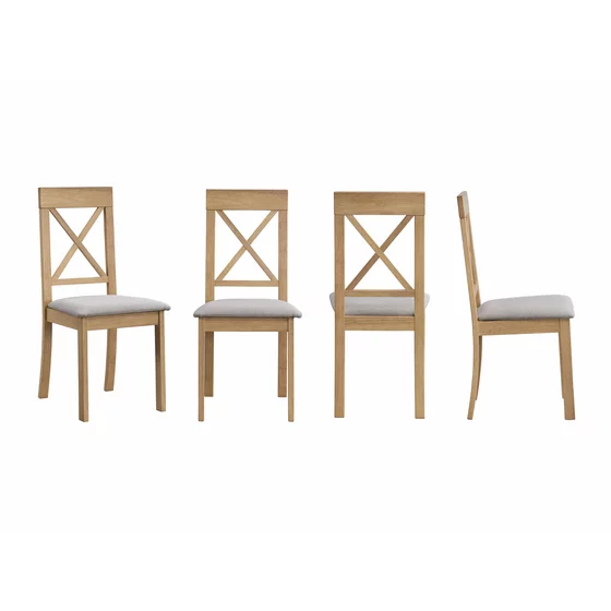 Set Masa Extensibila Basami, 150-190x90x76 h cm + 8 Scaune Haris, Lemn/MDF, Stejar Bianco picture - 4