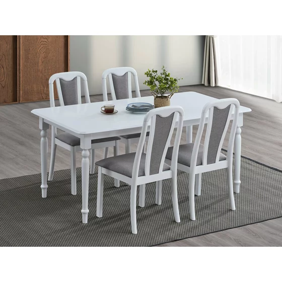 Set Masa Extensibila Clover, 160-200x90x76 h cm + 4 Scaune Capri, Lemn/MDF, Alb picture - 1
