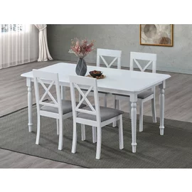 Set Masa Extensibila Clover, 160-200x90x76 h cm + 4 Scaune Haris, Lemn/MDF, Stejar Bianco