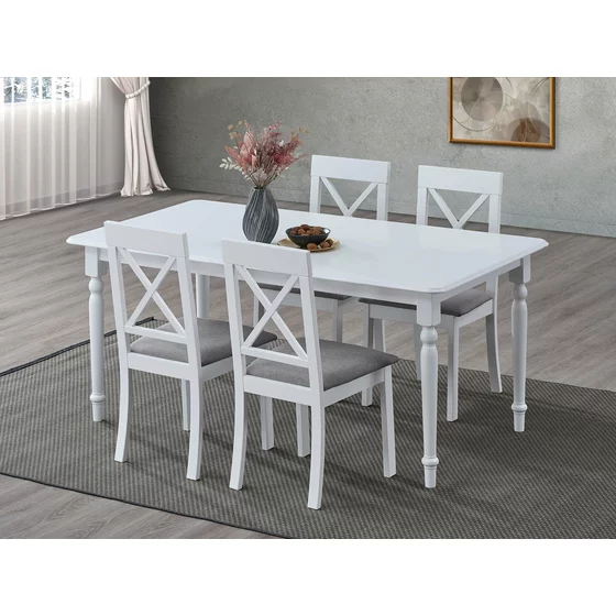 Set Masa Extensibila Clover, 160-200x90x76 h cm + 4 Scaune Haris, Lemn/MDF, Stejar Bianco picture - 1