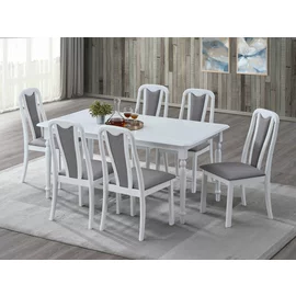 Set Masa Extensibila Clover, 160-200x90x76 h cm + 6 Scaune Capri, Lemn/MDF, Alb