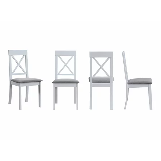Set Masa Extensibila Clover, 160-200x90x76 h cm + 8 Scaune Haris, Lemn/MDF, Stejar Bianco picture - 4