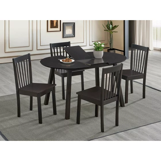 Set Masa Extensibila Ollie, 106-136x80x76 h cm + 4 Scaune Adeo, Lemn/MDF - Wenge picture - 1