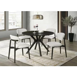 Set Masa Rotunda Kenji + 4 scaune Vania, Ø120x75.5 cm, Lemn/MDF/Furnir, Wenge