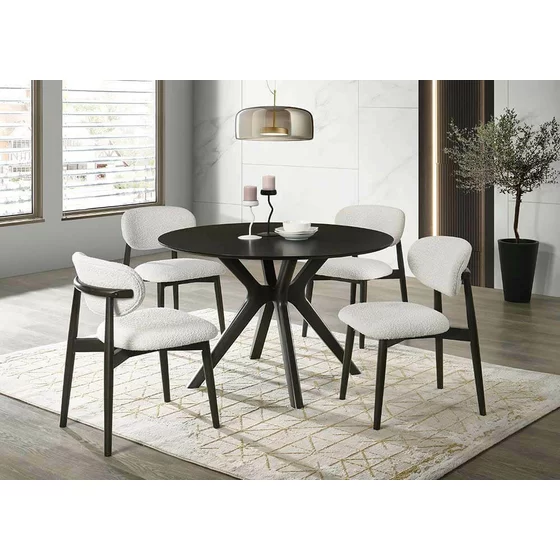 Set Masa Rotunda Kenji + 4 scaune Vania, Ø120x75.5 cm, Lemn/MDF/Furnir, Wenge picture - 1