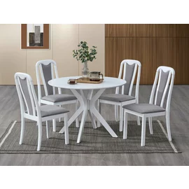 Set Masa Tomisa  Ø120x76 h cm + 4 Scaune Capri, Lemn/MDF, Alb
