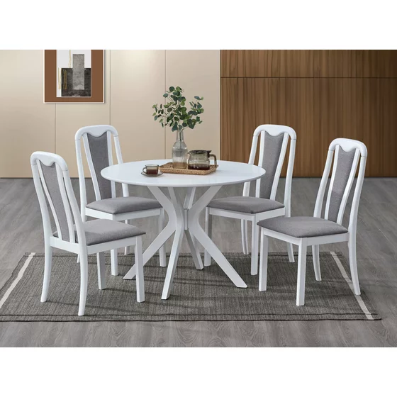 Set Masa Tomisa  Ø120x76 h cm + 4 Scaune Capri, Lemn/MDF, Alb picture - 1