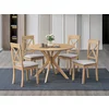 Set Masa Tomisa  Ø120x76 h cm + 4 Scaune Haris, Lemn/MDF, Stejar Bianco picture - 1