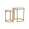 Set Masute Cafea Shelby 223, Ø45x48 cm + Ø32x42 cm, Metal/Pal Laminat, Auriu/Alb Marmura picture - 1