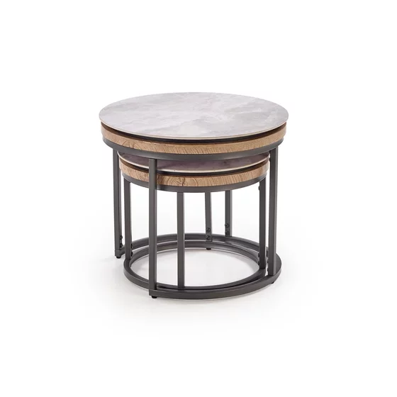 Set Masute de Cafea Hagen 25002, Ø63x48 cm+ 48x38 cm, Metal/MDF/Piatra Sinterizata, Grafit/ Gri Marmura picture - 5