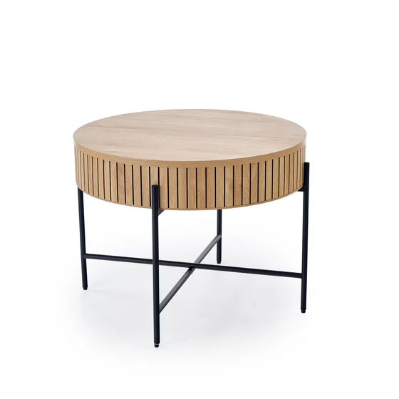 Set Masute de Cafea Hagen 25003, Ø67x40 cm + 50x36 cm, Metal/MDF, Negru/Natur picture - 2