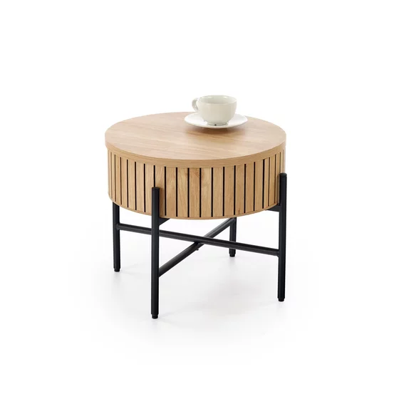 Set Masute de Cafea Hagen 25003, Ø67x40 cm + 50x36 cm, Metal/MDF, Negru/Natur picture - 3