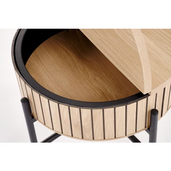 Set Masute de Cafea Hagen 25003, Ø67x40 cm + 50x36 cm, Metal/MDF, Negru/Natur picture - 5