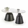 Set Masute de Cafea Hagen 25005, Ø70x50 cm + 43x48 cm, Metal/Piatra Sinterizata, Negru/Alb Marmura picture - 1