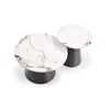 Set Masute de Cafea Hagen 25005, Ø70x50 cm + 43x48 cm, Metal/Piatra Sinterizata, Negru/Alb Marmura picture - 7