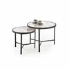 Set Masute de Cafea Hagen 265, Ø63x50 cm, Metal/MDF cu Efect de Piatra Sinterizata, Negru/ Alb Marmura picture - 1