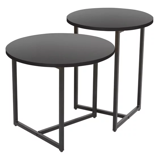 Set Masute de Cafea Johpur, Ø48x40 cm + Ø40x50 cm, Metal/MDF,  Negru/Negru picture - 1