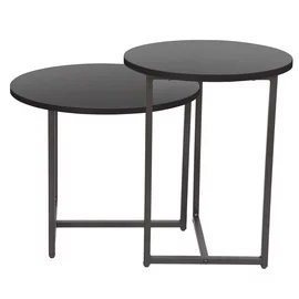 Set Masute de Cafea Johpur, Ø48x40 cm + Ø40x50 cm, Metal/MDF,  Negru/Negru