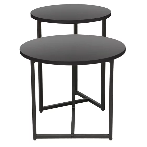 Set Masute de Cafea Johpur, Ø48x40 cm + Ø40x50 cm, Metal/MDF,  Negru/Negru picture - 3