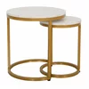 Set Masute de Cafea Nestin, Ø45x48 cm + Ø32x42 cm, Metal/MDF, Auriu/Alb Marmura picture - 3