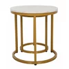 Set Masute de Cafea Nestin, Ø45x48 cm + Ø32x42 cm, Metal/MDF, Auriu/Alb Marmura picture - 4