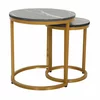 Set Masute de Cafea Nestin, Ø45x48 cm + Ø32x42 cm, Metal/MDF, Auriu/Negru Marmura picture - 1