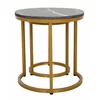 Set Masute de Cafea Nestin, Ø45x48 cm + Ø32x42 cm, Metal/MDF, Auriu/Negru Marmura picture - 4