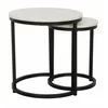 Set Masute de Cafea Nestin, Ø45x48 cm + Ø32x42 cm, Metal/MDF, Negru/Alb Marmura picture - 1