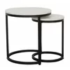 Set Masute de Cafea Nestin, Ø45x48 cm + Ø32x42 cm, Metal/MDF, Negru/Alb Marmura picture - 2