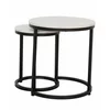 Set Masute de Cafea Nestin, Ø45x48 cm + Ø32x42 cm, Metal/MDF, Negru/Alb Marmura picture - 3