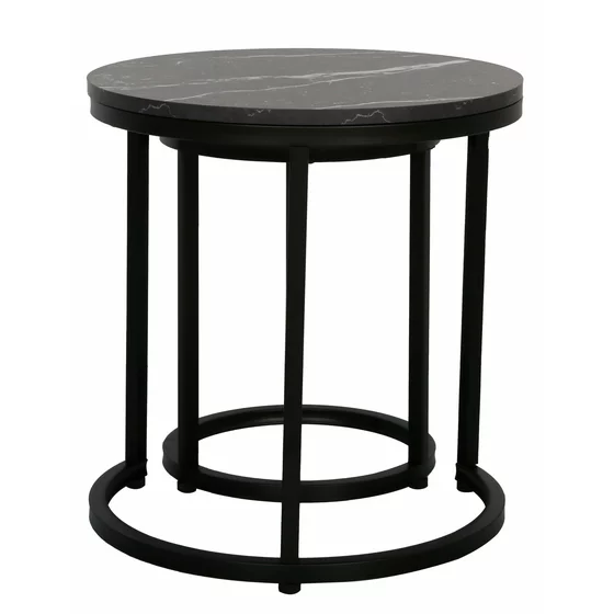 Set Masute de Cafea Nestin, Ø45x48 cm + Ø32x42 cm, Metal/MDF, Negru/Negru Marmura picture - 4