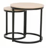 Set Masute de Cafea Nestin, Ø45x48 cm + Ø32x42 cm, Metal/MDF,  Negru/Stejar Natur picture - 4