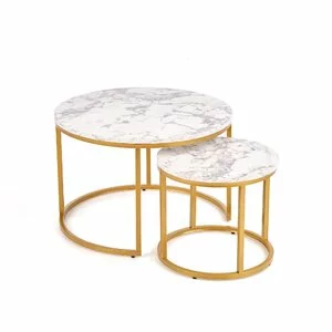 Set Masute de Cafea Parla Alb Marmura/Auriu