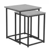 Set Masute de Cafea Tahne, 40x40x50 cm + 35x35x45 cm, Metal/Pal Melaminat, Negru/Gri Beton picture - 2