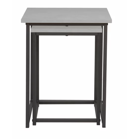 Set Masute de Cafea Tahne, 40x40x50 cm + 35x35x45 cm, Metal/Pal Melaminat, Negru/Gri Beton picture - 5