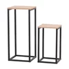Set Masute Pentru Flori Tide, 26x26x60 cm  + 22x22x 40 cm, Structura Metalica,  Negru/Stejar picture - 1