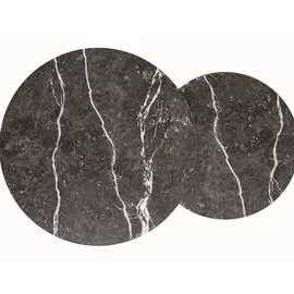 Set Masute Shelby 210, Ø80X48 cm + Ø48x42 cm Metal/MDF Laminat, Auriu/Negru Marmura