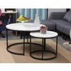Set Masute Shelby 210, Ø80X48 cm + Ø48x42 cm Metal/MDF Laminat, Negru/Alb Marmura picture - 2