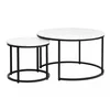 Set Masute Shelby 210, Ø80X48 cm + Ø48x42 cm Metal/MDF Laminat, Negru/Alb Marmura picture - 1
