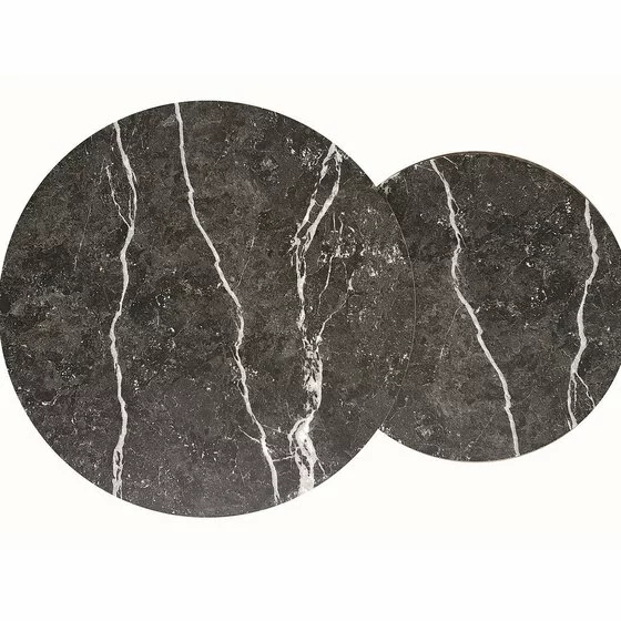 Set Masute Shelby 210, Ø80X48 cm + Ø48x42 cm Metal/MDF Laminat, Negru/Negru Marmura picture - 2